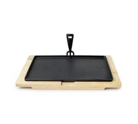 IBILI - Piatto in ghisa rettangolare da 34 x 20 cm con base in legno di faggio