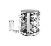 IBILI - Set 12 portaspezie+Supporto girevole Elegance, acciaio inox, 18,5 x 21,5 cm