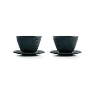 IBILI Set di 2 tazze + 2 piattini in ghisa, 0,12 litri, interno smaltato
