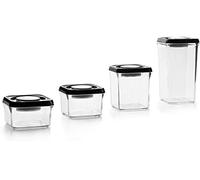 IBILI 788619 Contenant Alimentaire Sous Vide Empilable 1950 ml ENVASE DE VACIO APILABLE CUADRADO 1950, Stainless Steel, Argento/Nero/Trasparente