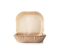 IBILI Vassoio quadrato in carta per friggitrice ad aria, 20 cm, confezione da 50 unità, impermeabile e assorbente, realizzato in pasta di legno per uso alimentare