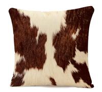 IBILIU Federa per Cuscino in Pelle Bovina, 18 x 18, Fodera Cuscini, Copricuscini Decorativi in Pelle di Mucca, Marrone e Bianco, per Divano, Camera da Letto