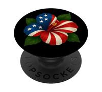Ibisco Fiore 4 Luglio USA Bandiera Floreale Ragazzi Ragazze Bambini PopSockets PopGrip Adesivo