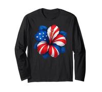 Ibisco Fiore USA Bandiera Floreale 4 Luglio Ragazzi Ragazze Bambini Maglia a Manica