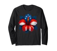 Ibisco Fiore USA Bandiera Floreale 4 Luglio Ragazzi Ragazze Bambini Maglia a Manica