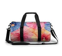 Ibisco Fiori Acquerello Stampato Palestra Sport Bag Viaggio Duffel Borse Leggero Weekender Borse per Uomo Donna, Stile:, 17.7in/9in/9in, MHXYZHW