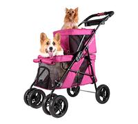Ibiyaya 4 Wheel Double Pet Passeggino per Cani e Gatti, Great for Twin o Multiple Pet Travel