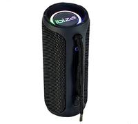 Ibiza - BULLET20 - Diffusore portatile Bluetooth a 360° da 20W, alimentato a batteria con anelli luminosi a LED e funzione TWS - Nero