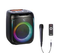 Ibiza - CUBE180 - Altoparlante a batteria da 180 W con microfono a filo ed effetto luce - Bluetooth, USB, MicroSD, TWS - Nero