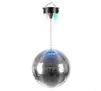 Ibiza - DISCO1-30 - Sfera sfaccettata di 30 cm di diametro con base a 18 LED e catena di 20 cm - Alimentazione a batteria