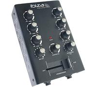 Ibiza - MIX500 - Mixer compatto a 2 canali con ingressi di linea e microfonici e uscite per cuffie, registrazione e RCA - Nero