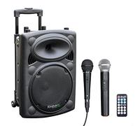 Ibiza - PORT10VHF-BT - Altoparlante portatile da 10"/500W MAX con 2 microfoni (cablati e VHF), telecomando e copertura protettiva - Bluetooth, USB, SD - Durata della batteria da 5 a 7h - Speaker Box