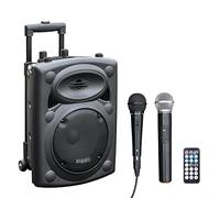 Ibiza - PORT8VHF-BT - Altoparlante portatile da 8"/400W MAX con 2 microfoni (a filo e VHF), telecomando e copertura protettiva - Bluetooth, USB, SD - Autonomia da 4 a 6 ore - Speaker Box