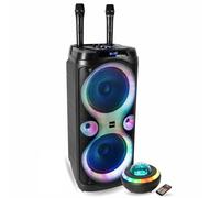 Ibiza Sound - Set di altoparlanti per karaoke, 1000 W, Columba-Karaoke, USB Bluetooth TWS, 2 microfoni senza fili, altoparlante luminoso Nebula Party