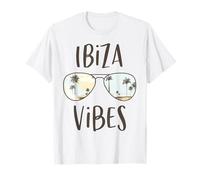 Ibiza Tropical Island Vibes Palm Tree Sunset Sunglasses Maglietta