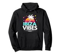 Ibiza Vibes Retro Party in Paradiso Tropicale Felpa con Cappuccio, Unisex per Adulti, Nero, L