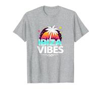 Ibiza Vibes Retro Party in Paradiso Tropicale Maglietta, Uomo, Grigio Melange, L