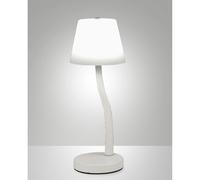 Fabas Luce Lampada da tavolo Ibla bianca LED 3000K, 9W, 750 lm, dimmerabile in metallo e vetro