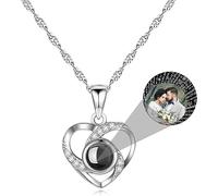 IBLUCTRY Collana personalizzata con proiezione di foto Collana personalizzata con immagine all'interno del Ciondolo a forma di cuore Regalo di gioielli per le donne