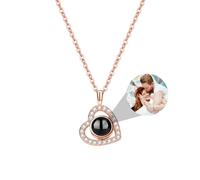 IBLUCTRY Collana personalizzata con proiezione di foto per le donne Collana personalizzata con immagine all'interno del cuore ciondolo regalo di gioielli per il compleanno Natale