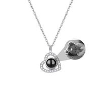 IBLUCTRY Collana personalizzata con proiezione di foto per le donne Collana personalizzata con immagine all'interno del cuore ciondolo regalo di gioielli per il compleanno Natale