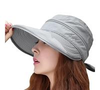 IBLUELOVER Cappello da donna con visiera parasole, vuoto, protezione UV 50+, cappello a coda di cavallo con visiera staccabile a tesa larga con fiocco, per attività all'aperto, spiaggia, ciclismo,