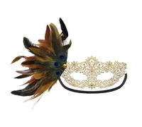 IBLUELOVER Maschera in maschera per martedì grasso con piume di Halloween, copertura per il viso veneziana con strass, fascia gotica, per Halloween, cosplay, copricapo per feste di ballo e carnevale