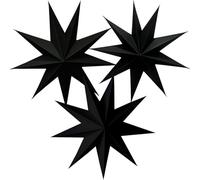 IBOPUXIU 3 Pezzi Stelle di Carta Natalizia Diametro 30 cm da Appendere, Tre Stelle Nere, Riutilizzabile