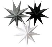 IBOPUXIU Decorazione Stella di Carta 9 Punte, Nera, Bianca e Grigia, Diametro 30 cm, Riutilizzabile