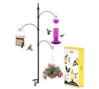 iBorn Ganci da pastore per esterni, morsetto sul ponte, per mangiatoie per uccelli, altezza 114 cm, per ringhiere per ponte, mangiatoie per colibrì, appesi a tre ganci 2024 (gli alimentatori non sono
