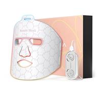 IBORRIA Maschera LED per Viso, Terapia della Luce Infrarosso 3 Colori | LED Face Mask con Silicone Flessibile, Terapia con Luce Rossa a Casa Vicino per Tutti i Tipi di Pelle (Bianco Elegante)