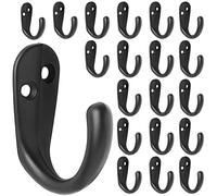 IBosins 20 ganci appendiabiti da parete a polo singolo, per appendere asciugamani, con 40 viti, per borse, cappelli, cappelli, sciarpe, tazze (20, nero)