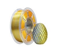 iBOSS Filamento per stampante 3D, filamento PLA da 1,75 mm, filamento in seta bicolore, filamento di stampa 3D lucido totale estruso 1 kg (2,2 libbre), PLA PLUS argento bicolore e oro