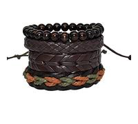 IBOWZ Bracciale Uomo Pelle Decorazione Hippie,bracciali per Uomo,Gioielli Bohémien Misti Multistrato Nero Braccialetto Multifunzione-Accessori Hippie impilabili bracciali con Perline Braccialetti