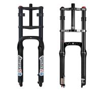IBOWZ Forcella Ammortizzata per Bici, Forcella ad Aria per Bici elettrica 20 26 Forcella per Pneumatici Larghi 4.0 Corsa 190 mm 1 1 8 QR 9X135 mm Doppia Corona per