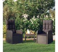 IBUQDDV 2 sedie lettini da giardino con cuscini in polyrattan di colore nero, poltrone regolabili in rattan sintetico PE con telaio in acciaio e cuscini per terrazze, balconi, giardini, giardini