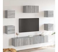 IBUQDDV 7-TLG. Set mobile TV Grigio Sonoma in legno con montaggio a parete e ampio spazio per il soggiorno