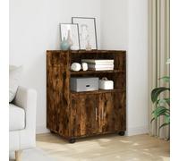 IBUQDDV Armadietto a rotelle per affumicatura, 60 x 48 x 81 cm, in legno con ruote girevoli e vano armadio, armadietto mobile con ruote bloccabili, scomparti aperti e liscio