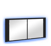 IBUQDDV Armadietto a specchio a LED, in rovere nero, 100 x 12 x 45 cm, con illuminazione, moderno mobile da bagno in MDF e vetro, ampio armadietto con ripiani, pratico