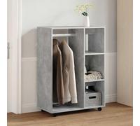 IBUQDDV Armadio grigio cemento, 80 x 40 x 110 cm, materiale in legno con ruote, ampio scomparto aperto e 3 ripiani laterali, pratico spazio di archiviazione, armadio durevole per camera da letto