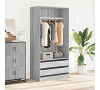 IBUQDDV Armadio grigio Sonoma 100 x 50 x 200 cm in legno con 2 cassetti e 1 scomparto per l'organizzazione dello spazio