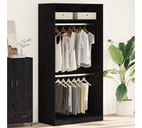 IBUQDDV Armadio in rovere nero 100 x 50 x 200 cm in legno con ripiani, design moderno per camera da letto, mobile autoportante con molto spazio, facile da pulire