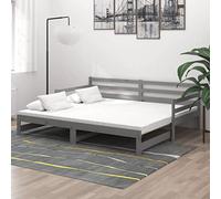 IBUQDDV Bed Letto a Piattaforma Struttura letto Telai per letti Dormeuse Estraibile 2x(90x200) cm Grigia in Legno di Pino