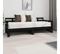 IBUQDDV Bed Letto a Piattaforma Telai per letti Struttura letto Dormeuse Estraibile Nera in Legno Massello di Pino 2x(80x200) cm