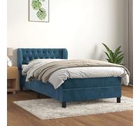 IBUQDDV Bed Struttura letto Letto a Piattaforma Telai per letti Giroletto a Molle con Materasso Blu Scuro 100x200 cm in Velluto