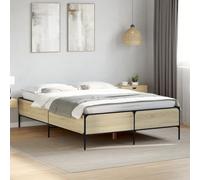 IBUQDDV Bed Struttura letto Letto a Piattaforma Telai per letti Giroletto Rovere Sonoma 160x200 cm in Legno Multistrato Metallo per camere da letto e hotel