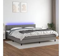 IBUQDDV Bed Struttura letto Letto a Piattaforma Telai per letti Letto a Molle Materasso e LED Grigio Scuro 200x200cm in Tessuto