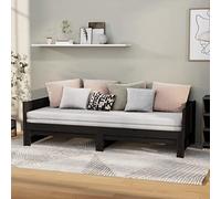 IBUQDDV Bed Struttura letto Telai per letti Letto a Piattaforma Dormeuse Estraibile Nera in Legno Massello di Pino 2x(90x190) cm