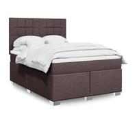 IBUQDDV Bed Struttura letto Telai per letti Letto a Piattaforma Giroletto a Molle con Materasso Marrone Scuro 160x200cm Tessuto per camere da letto e hotel