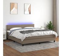 IBUQDDV Bed Struttura letto Telai per letti Letto a Piattaforma Letto a Molle con Materasso e LED Tortora 180x200 cm in Tessuto